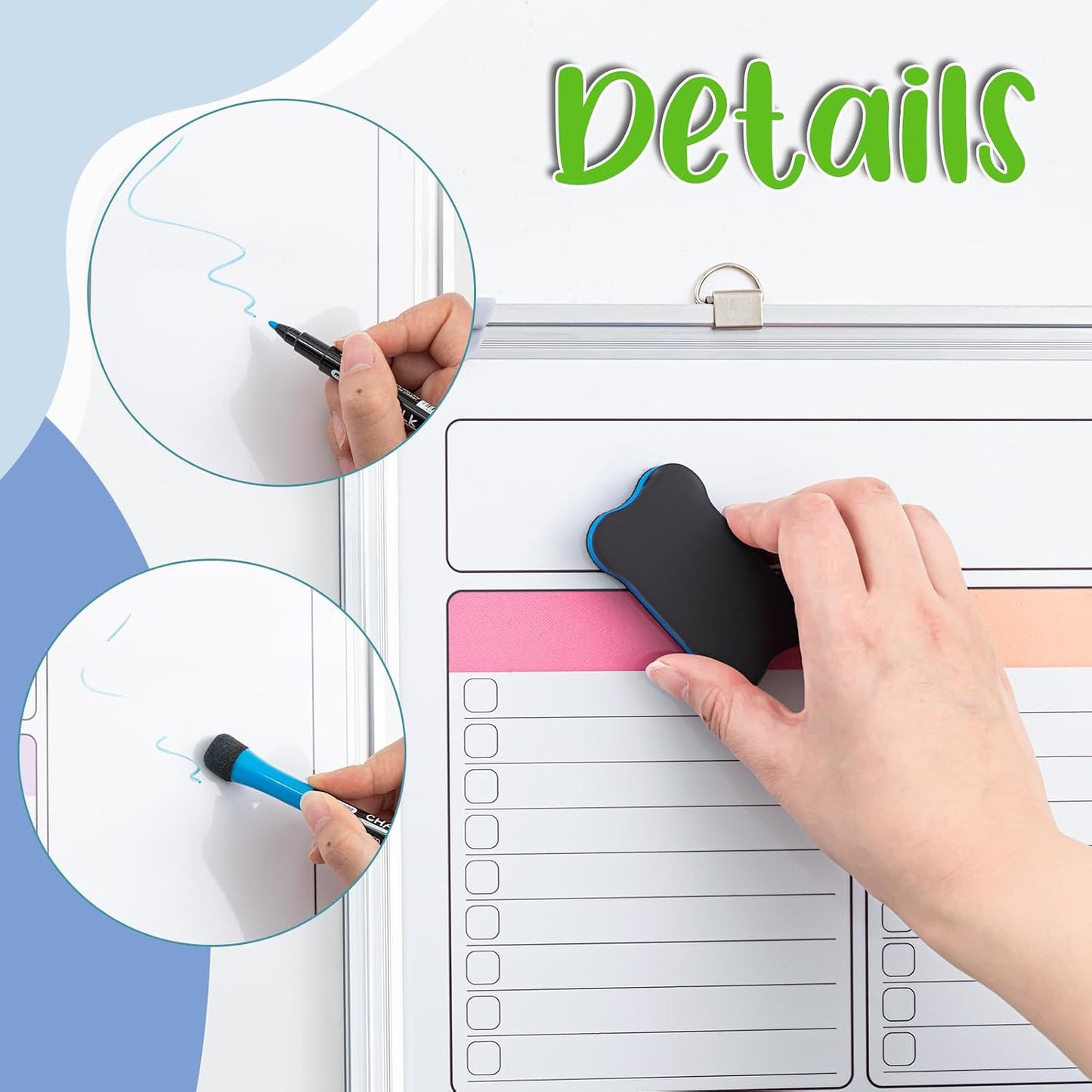 Lincia Magnetic to Do List Whiteboard for Wall 24" x 18" Large Weekly Dry Erase Board, Hanging Double-Side White Board Calendar for Planning Drawing Memo Home Kitchen Office(White)