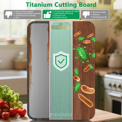 Titanium Cutting Boards for Kitchen [Set of 3], Double Sided Pure Titanium Cutting Board | Easy to Clean | Dishwasher Safe | Food-Grade Raw & Cooked Foods or Outdoor Camping Chopping Board