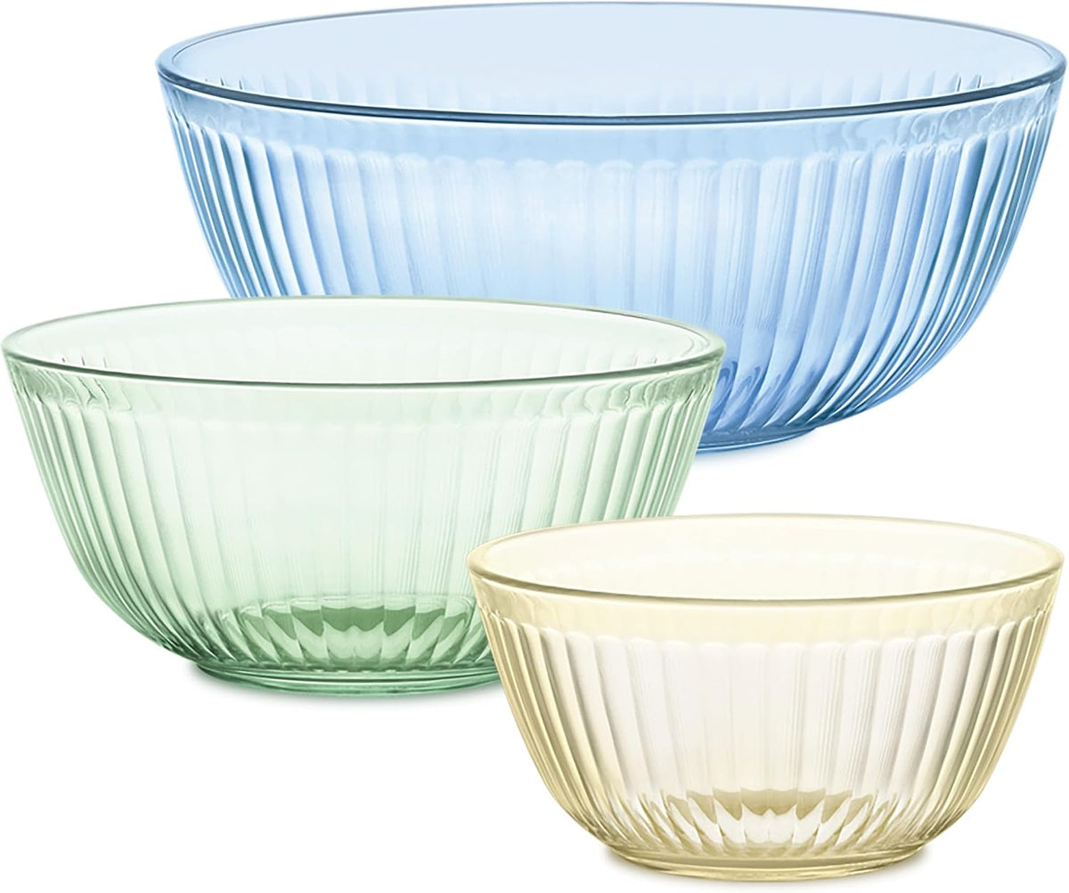 Pyrex Colors Tinted (Full Set) Sculpted Tinted Glass Mixing Bowls