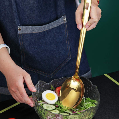 Gold Ladle, Berglander Stainless Steel Kitchen Ladle With Titainium Gold Plating, Soup Ladle, Cooking Ladle, Metal Soup Spoon For Cooking, Dishwasher Safe, Easy to Clean