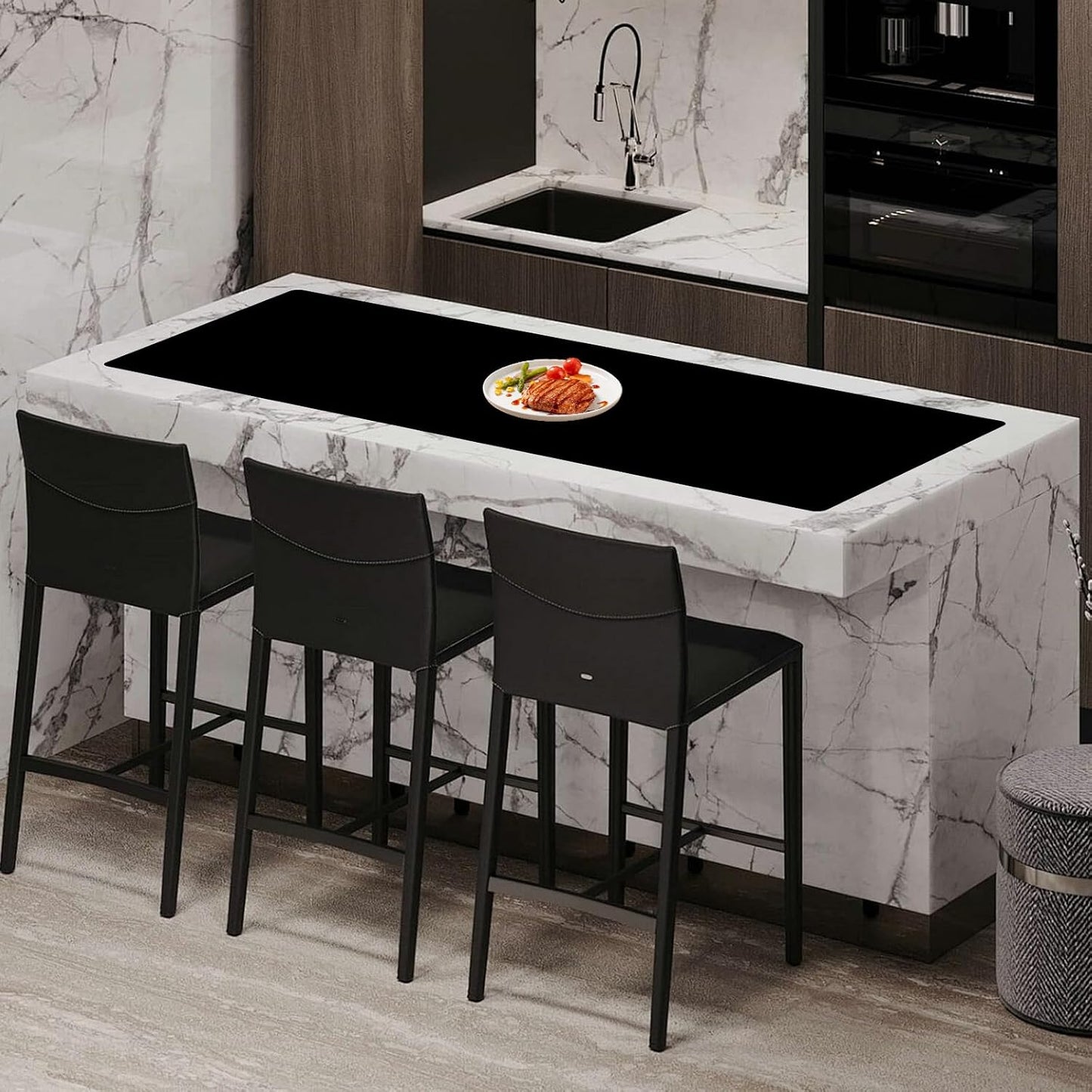 Extra Large Silicone Mat 78.7''x23.6''(200cmx60cm), Large Silicone Mats for Kitchen Counter, Multipurpose Heat Resistant Mat, Waterproof Placemat for Countertop Protector, Black
