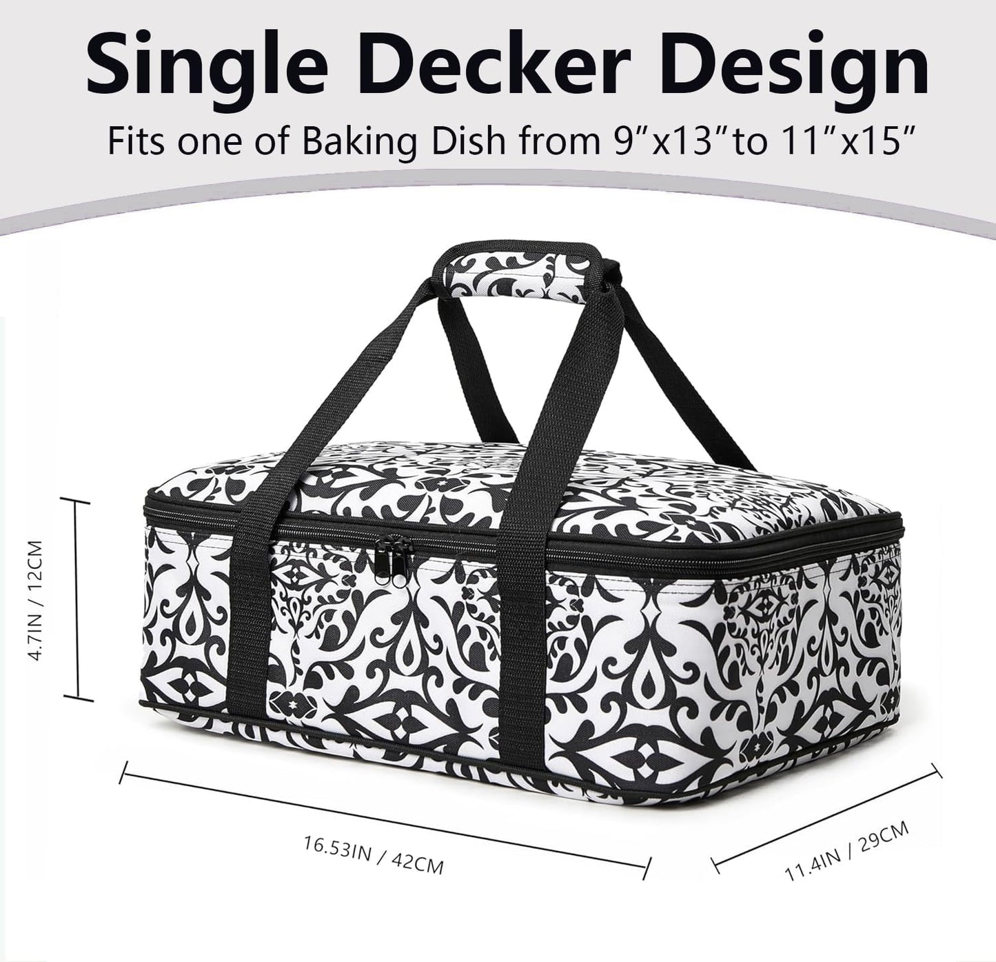 Lestyn Insulated Casserole Carrier Bag - Portable Reusable Food Transport Tote Bag Fits 9x13 Lasagna Baking Dish Pan to Keep Food Hot/Cold for Gathering/Potluck Parties/Cookout/Camping/Offices-Gray