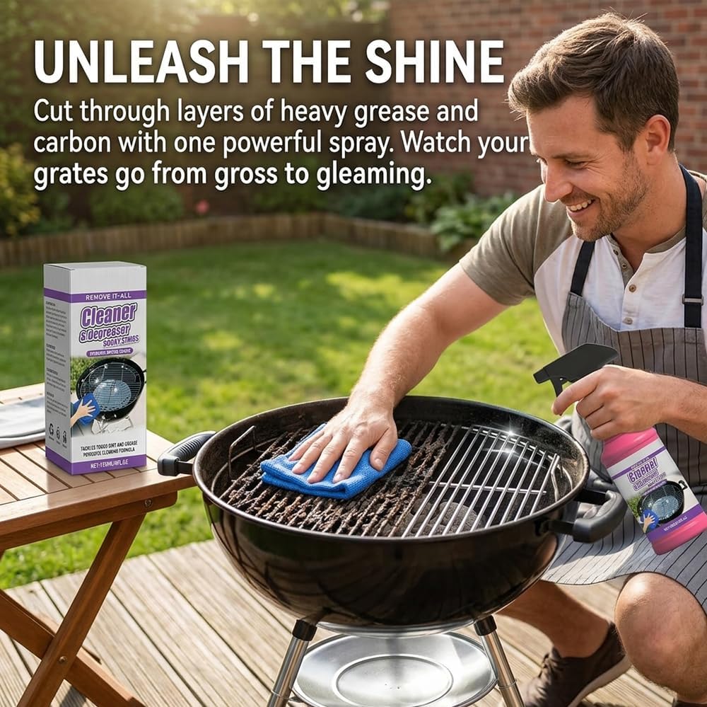3 PCS BBQ Grill Cleaner Spray: Fast-acting Heavy-duty Grill Degreaser Spray to Remove Grease - Kitchen Cleaner for Stainless Steel, Smoker, Outdoor Kitchen (3)