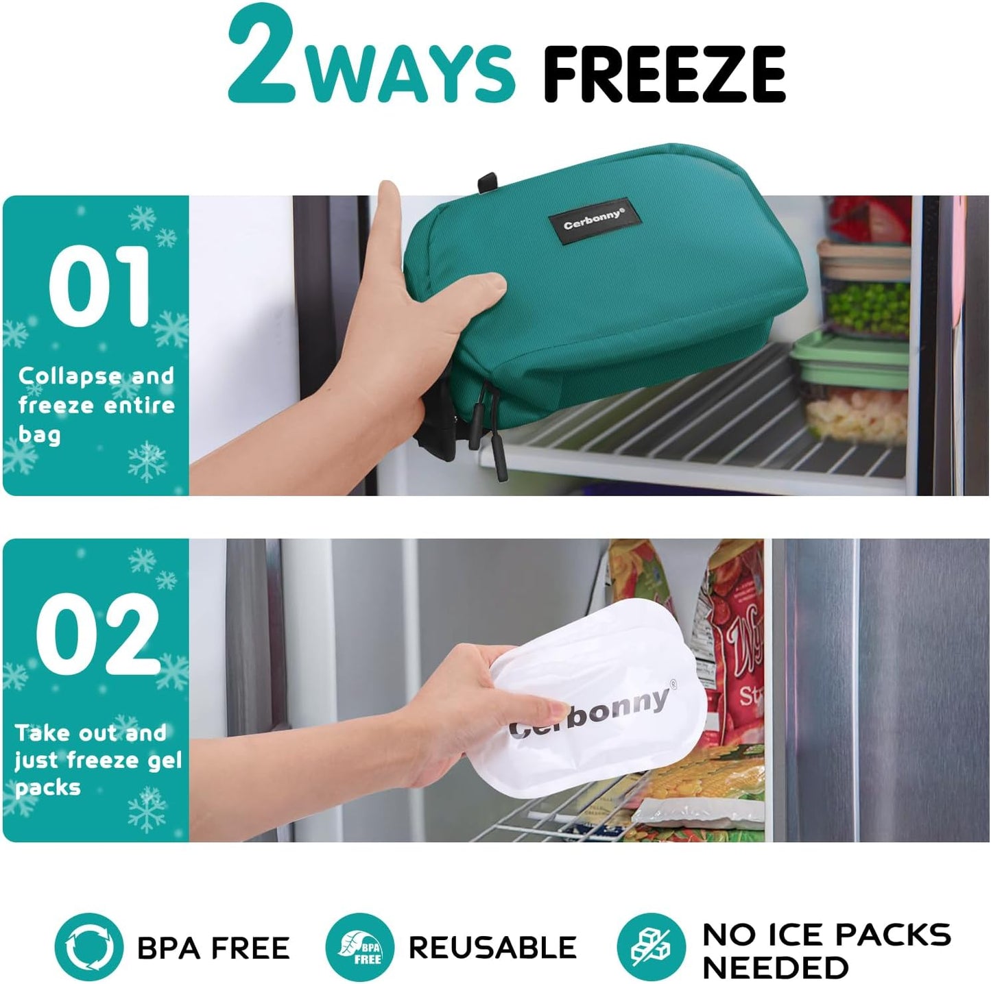 Cerbonny Freezable Cooler Bag for Work/School Travel - Mini Insulated Bag Fit For Yogurt