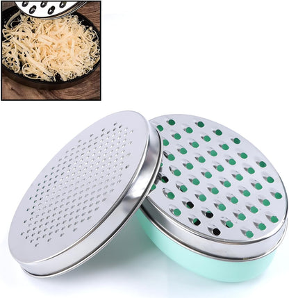 Cheese Grater Citrus Lemon Zester with Food Storage Container & Lid - Perfect For Hard Parmesan Or Soft Cheddar Cheeses, Ginger, Vegetables, Butter, Chocolate & Nutmeg (White)