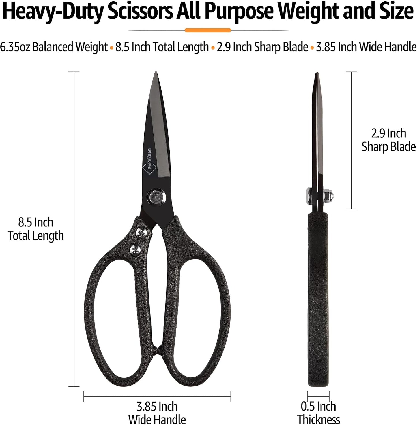 BoFuYuan Heavy Duty Scissors for Cutting Carpet Cardboard Leather Fabric