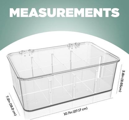 Utopia Home - Tea Bag Organizer With Lids, (2 Pack) Clear Pantry Storage Box - Stackable Partition Organizers or Holder With Lids For Drawers, Countertops, Fridge, Kitchen, Snack & Spice Organization