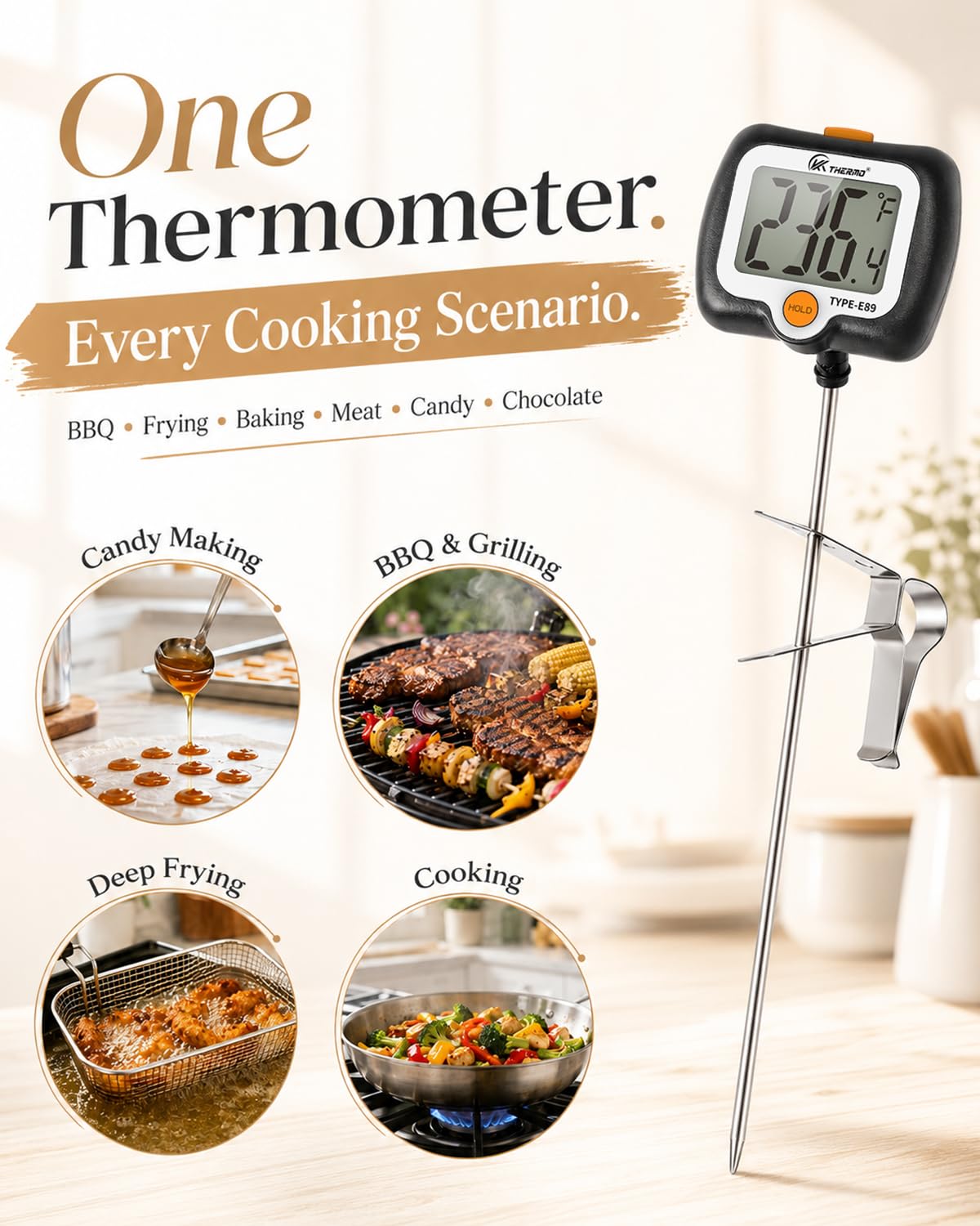 Oven Thermometer 2.75-Inch Dual Scale, 50-300°C/100-600°F, NSF 2‑Pack