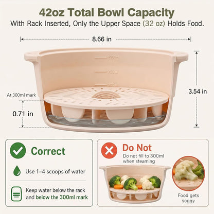 42oz Collapsible Silicone Microwave Steamer for Vegetables, Green