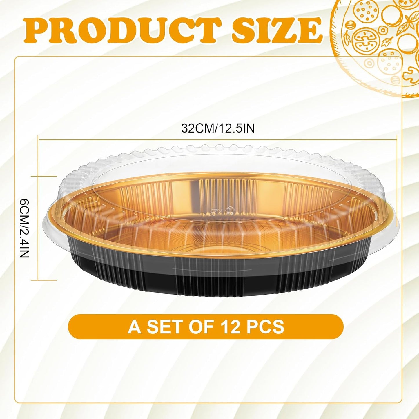 Yoiemivy 24 Pack Disposable Pie Carrier with Clear Lid, 9'' Plastic Serving Tray Round Pie Platters Pizza Container for Pies Salad Meal Prep