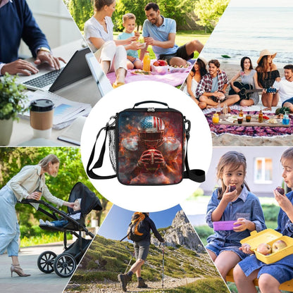 cfpolar Skull Skateboard Lunch Box for Boys Girls, Insulated Lunch Bags for Kids Reusable Mini Cooler Lunch Tote Lunchbox Thermal Meal Tote Kit with Shoulder Strap for Work School Picnic