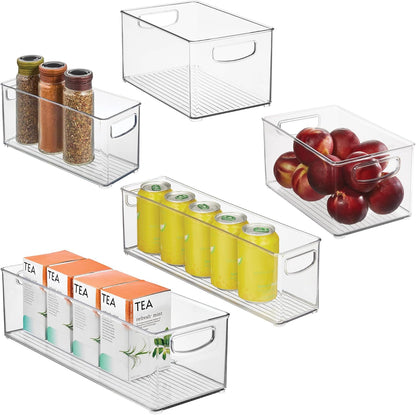 iDesign Stackable Pantry Bins with Handles, 4 Small and 4 Medium Bins, 8 Pack, Clear, Made in USA