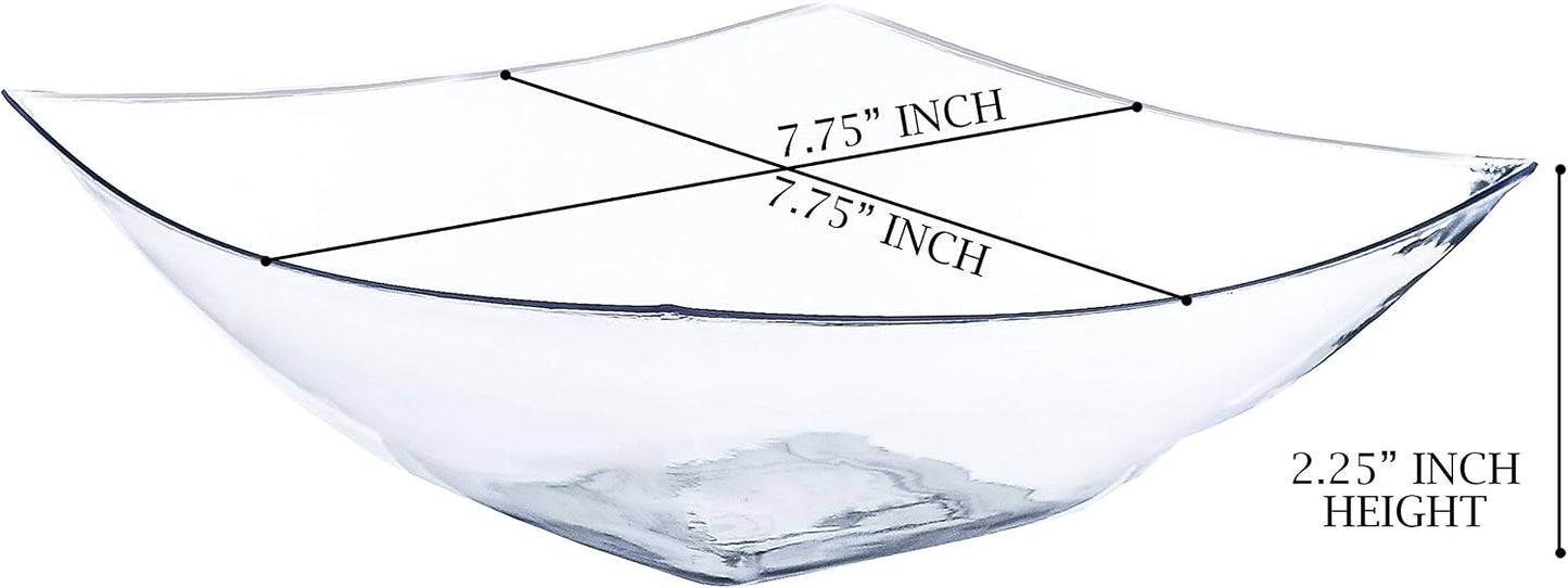 PLASTICPRO Disposable Square Serving Bowls, Party Snack or Salad Bowl, Plastic Clear or White Pack of 4 (16 OUNCE, White)