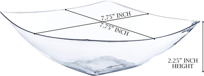 PLASTICPRO Disposable Square Serving Bowls, Party Snack or Salad Bowl, Plastic Clear or White Pack of 4 (16 OUNCE, White)