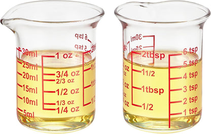 3 Piece Glass Measuring Cup Set, Includes 1/2-Cup, 1-Cup, and 2-Cup High Borosilicate Glasss Liquid Measuring Cups, Dishwasher, Freezer, Microwave, and Preheated Oven Safe, Essential Kitchen Tools