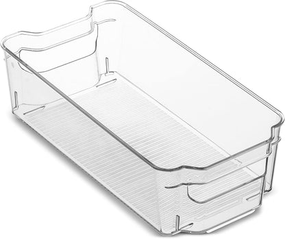 Set Of 10 Refrigerator Organizer Bins - 5 Wide and 5 Narrow Stackable Fridge Organizers for Freezer, Kitchen, Countertops, Cabinets - Clear Plastic Pantry Storage Rack