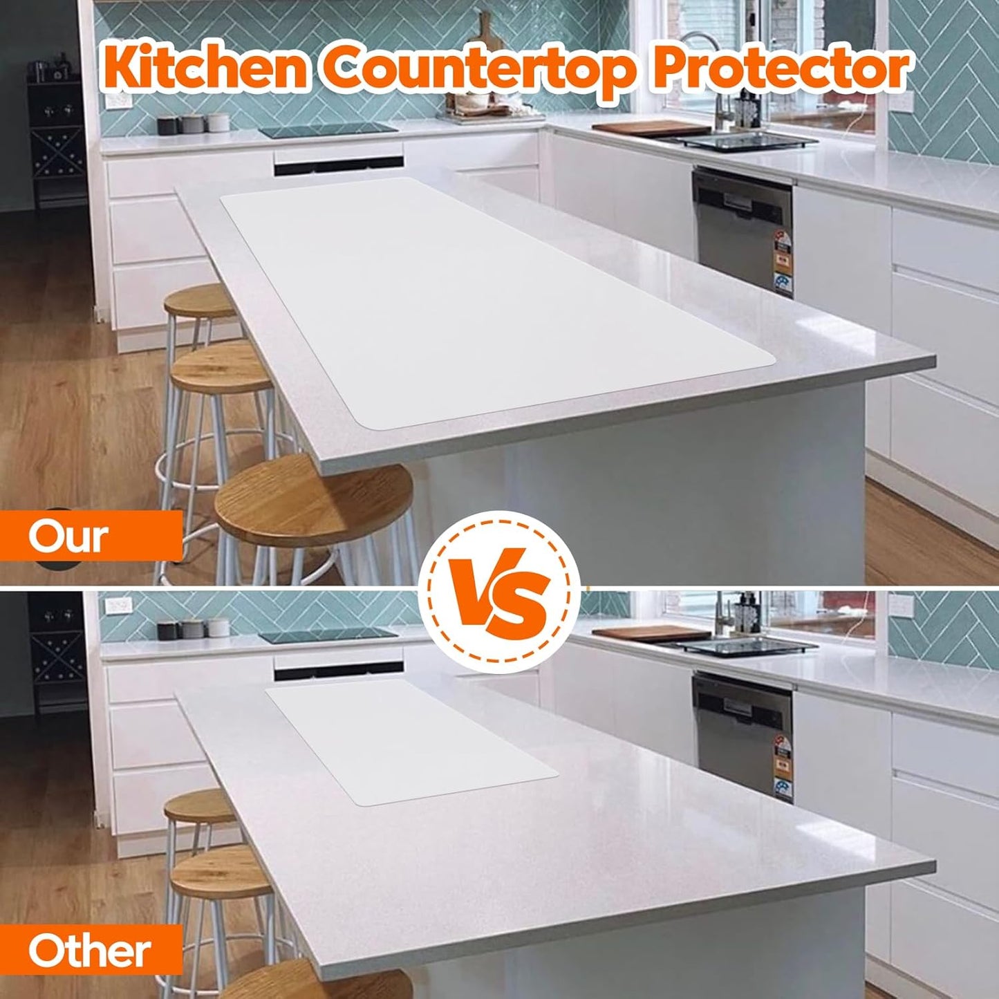 Extra Large Silicone Mat, 84”x24” Heat Resistant Mats for Countertop, Cuttable Waterproof Kitchen Counter Mat, Multipurpose Countertop Protector Mat, Silicone Mats for Kitchen Counter (Translucent)