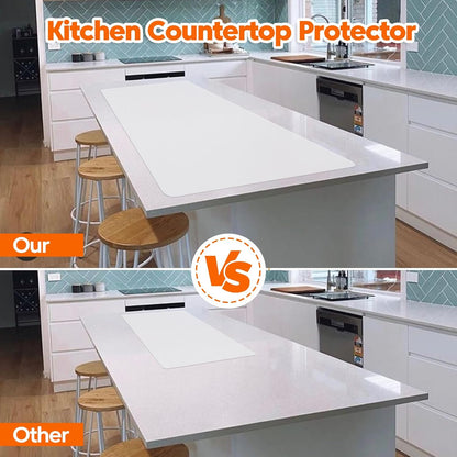 Extra Large Silicone Mat, 84”x24” Heat Resistant Mats for Countertop, Cuttable Waterproof Kitchen Counter Mat, Multipurpose Countertop Protector Mat, Silicone Mats for Kitchen Counter (Translucent)