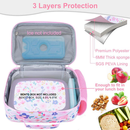 RHCPFOVR Kids Lunch Bag - Insulated Lunch Box for Boys Girls,Washable Lunch Bag and Reusable Toddler Leak-proof Lunchbox for School and Daycare - Colors A