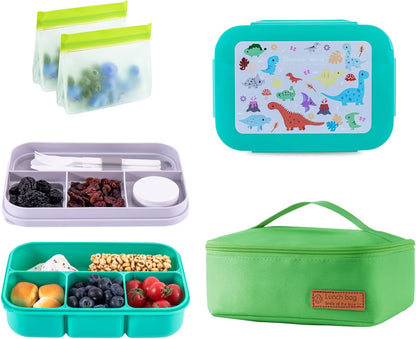 Bento Box for Kids Girls Boys, Adult,8-Compartment Leak-Proof Toddler Lunch Box for School, Drop-Proof Kids Lunch Containers with Insulated Bag, Microwave & Dishwasher Safe, BPA-Free,(Blue)