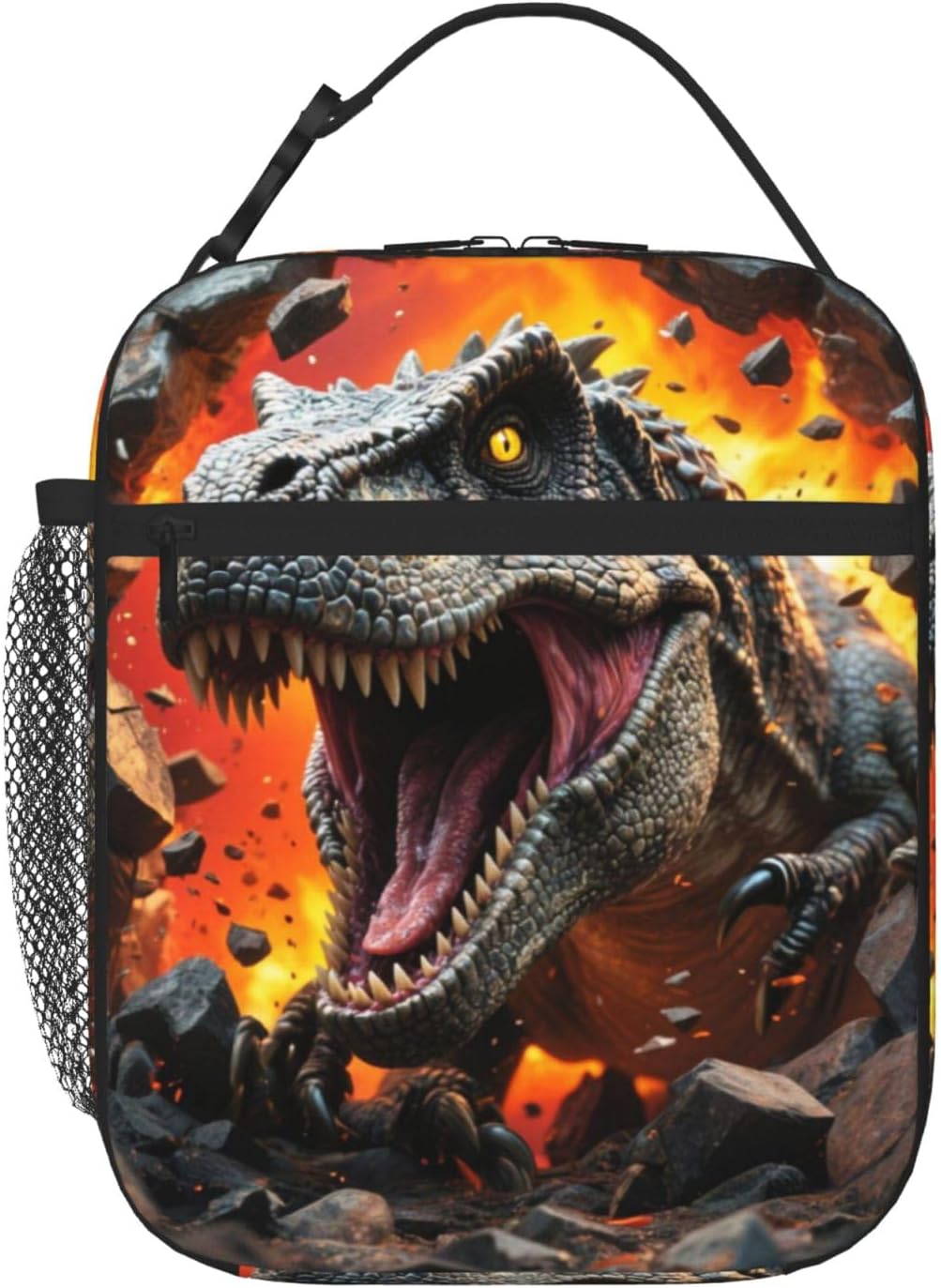 Dinosaur Volcano Insulated Lunch Bag for Women & Men, Reusable Leak-Proof Lunch Box with Cooler Compartment, Lunch Tote for Adults Work Travel Picnic Durable & Washable