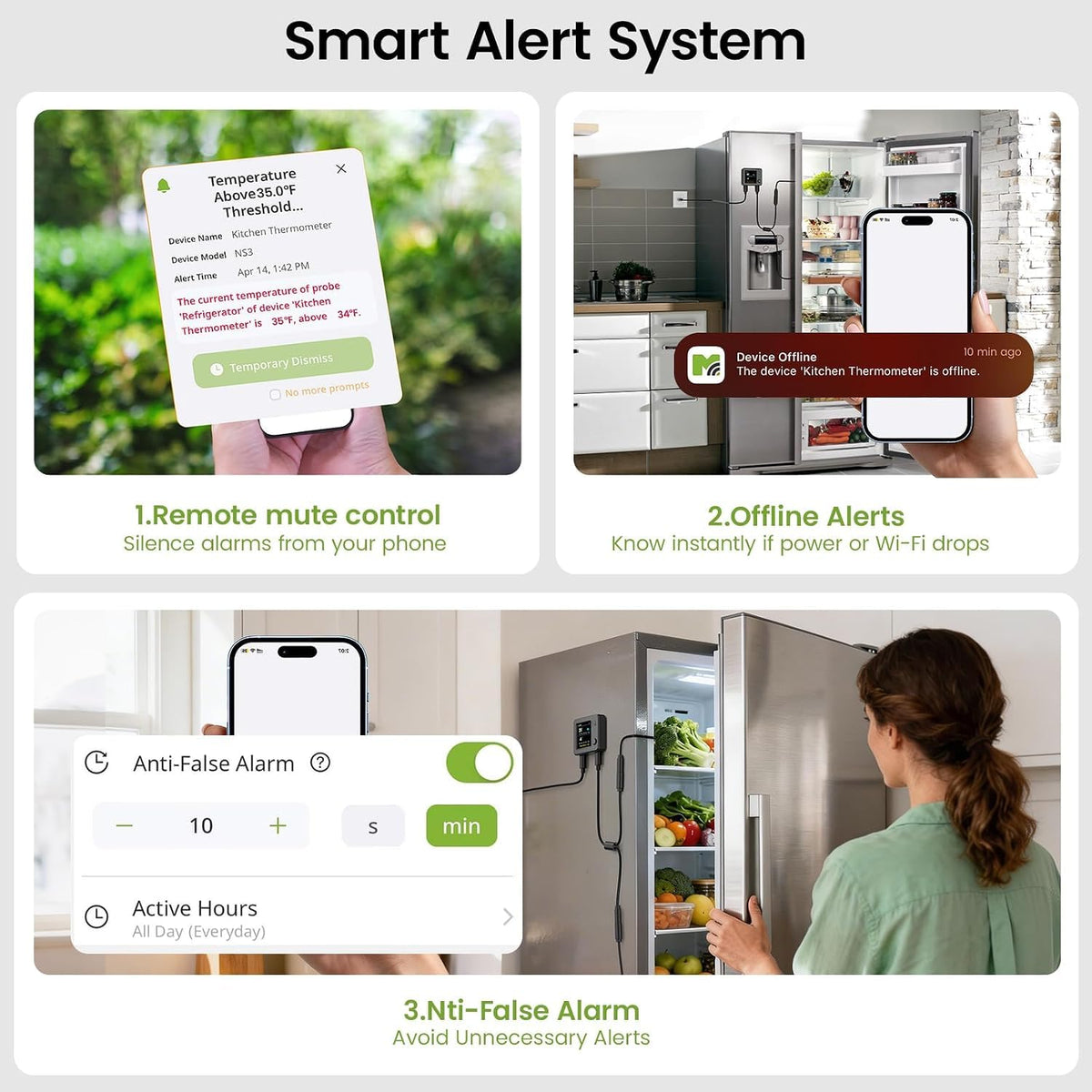 MOCREO WiFi Fridge Thermometer Hygrometer, Dual Probe, Remote Freeze Alerts