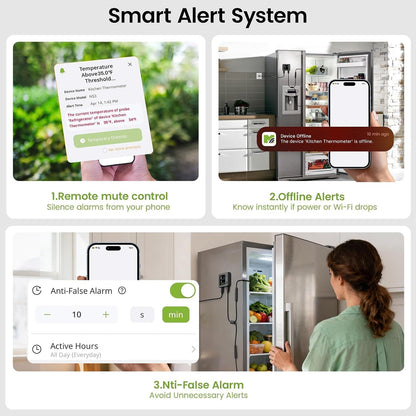 MOCREO WiFi Fridge Thermometer Hygrometer, Dual Probe, Remote Freeze Alerts
