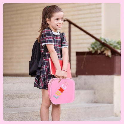 Nsrzua Lunch Bag Kids-Kids Insulated Lunch Bag with Adjustable Strap - Reusable Leakproof Lunch Box for Girls, Preppy School Lunch Tote for Travel, Picnic,School & Winter Camp