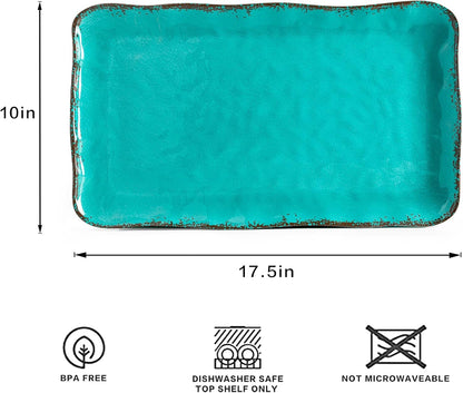 LEHAHA Grilling Prep and Serve Trays, BBQ Serving Platter, Melamine Serving Trays for Food, Set of 2, Great Gift for Father's Day, BBQ Lovers, Prefect for Chrismas Festival and Everyday use.