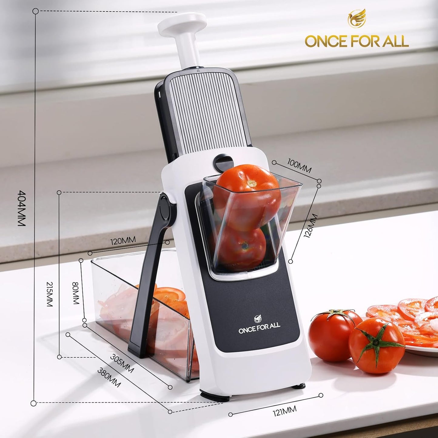 ONCE FOR ALL Safe Mandoline Slicer For Kitchen, Food Veggie Slicer, Gray