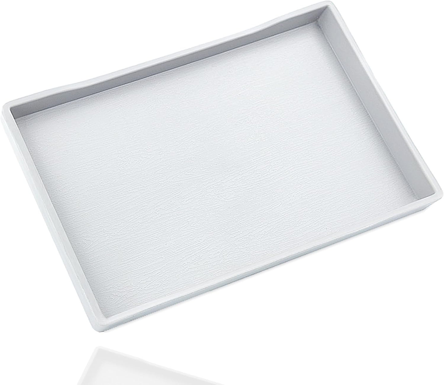 White Serving Tray (13.5 x 9.6 inch) for Serving Accessory, Elegant & Stackable Plastic Tray for Spa, Coffee, Drinks, Tea, Bar, Party, Seasoning, Perfume and Display Use.