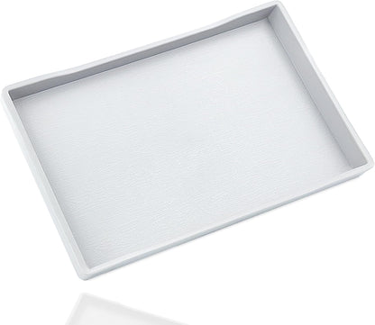 White Serving Tray (13.5 x 9.6 inch) for Serving Accessory, Elegant & Stackable Plastic Tray for Spa, Coffee, Drinks, Tea, Bar, Party, Seasoning, Perfume and Display Use.