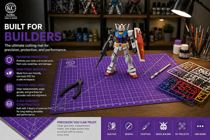 KC GLOBAL A3 (19"x13") Professional Grade Self-Healing Cutting Mat (Purple) - Odor-Free, Double-Sided, Eco-Friendly, Non-Slip, Premium Desk mat for DIY, Crafting, Model Building,and Art Projects