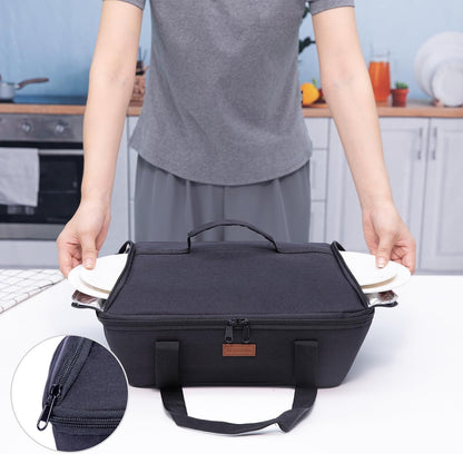 BAGSPRITE Insulated Casserole Carrier for Hot or Cold Food with Heat-resistant Mat, Casserole Dish Carrier Insulated Food Carrier, Hot Food Carrier, Foil Pan Carrier Fits 9" x 13" Baking Dish