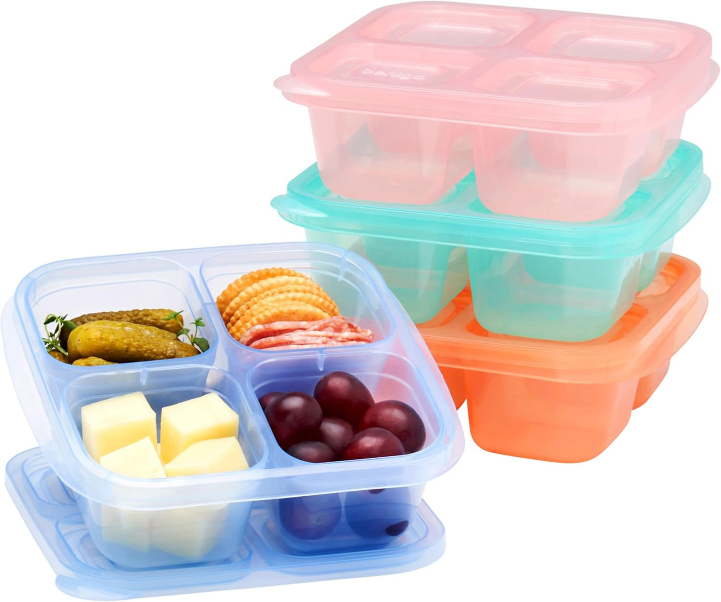 Bentgo Easyboxes 4-Compartment Snack Containers - 8-Piece Set with 4 Trays & 4 Custom-Fit Lids to Seal in Freshness - Reusable Food Storage & Meal Prep Bento BPA-Free Containers (Classic)