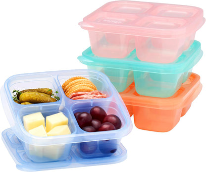 Bentgo Easyboxes 4-Compartment Snack Containers - 8-Piece Set with 4 Trays & 4 Custom-Fit Lids to Seal in Freshness - Reusable Food Storage & Meal Prep Bento BPA-Free Containers (Classic)