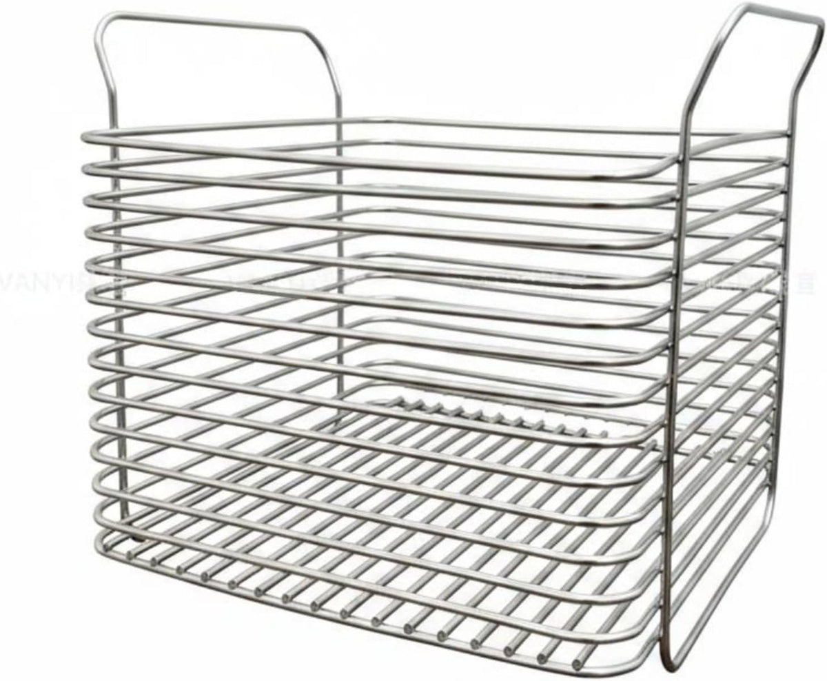 Metal Wire Organizer Bin with Handles Multipurpose Stainless Steel Storage Basket Rust-Resistant Stackable Pantry Basket for Cabinet, Square Tall