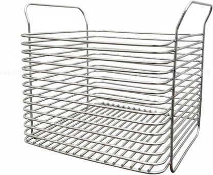 Metal Wire Organizer Bin with Handles Multipurpose Stainless Steel Storage Basket Rust-Resistant Stackable Pantry Basket for Cabinet, Square Tall