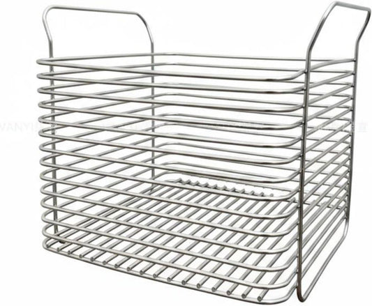 Metal Wire Organizer Bin with Handles Multipurpose Stainless Steel Storage Basket Rust-Resistant Stackable Pantry Basket for Cabinet, Square Tall