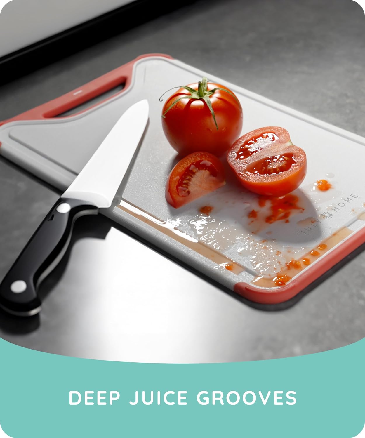 Cutting Boards for Kitchen, Plastic Cutting Board Set of 3, Dishwasher Safe Cutting Boards with Juice Grooves for Meat, Veggies, Fruits, Easy Grip Handle, Non-Slip (Black/Gray)