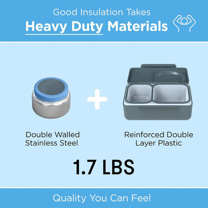 Omie OmieBox UP bento Box for Kids | Insulated Lunch Box | Leak Proof Vacuum Insulated Thermal Food jar | Cooler ice Pack | 2 Compartments (Cherry Pink)