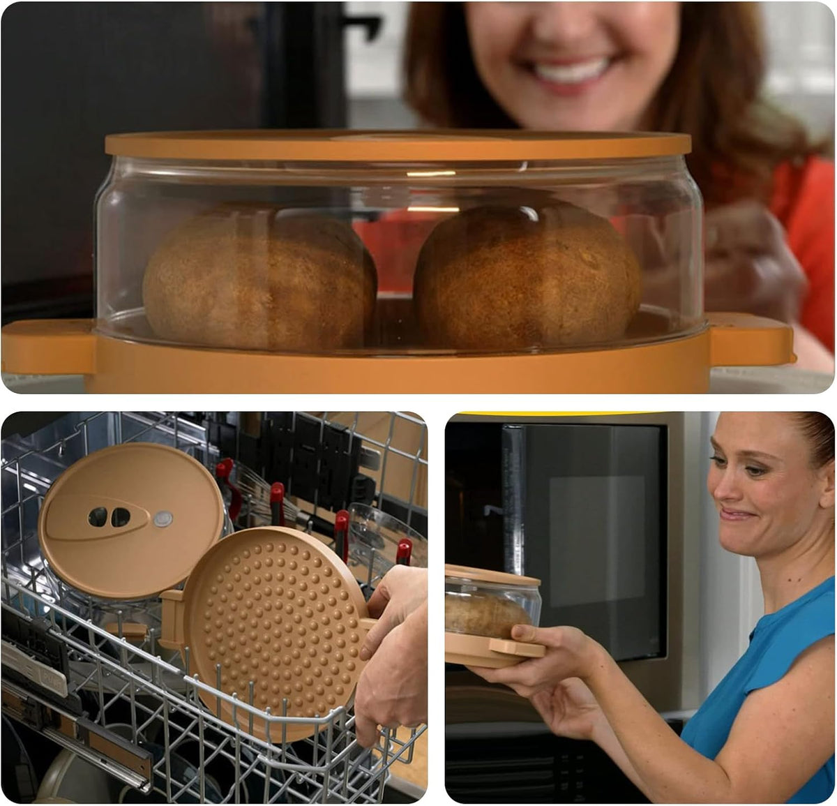 Microwave Potato Cooker & Steamer,Perfect for Baked Potatoes,Microwave Potato Baker with Lid,Effortless Baking Potatoes in Minutes, BPA-Free