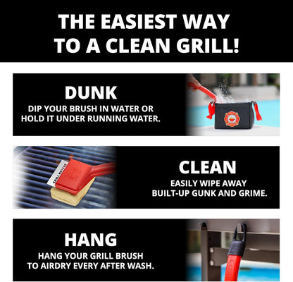 Grill Brush Bristle-Free– Safe BBQ Grill Brush for Gas, Charcoal, Cast Iron & Stainless Grates – Durable, Heat-Resistant Grill Cleaning Brush with Replaceable Head & Hanging Hook