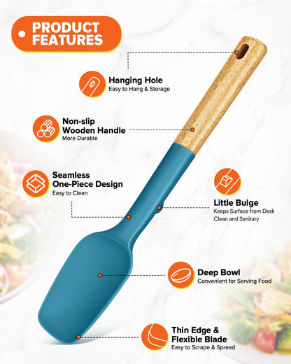 Badiano Silicone Spoon Spatula, Nonstick Rubber Spatula, Grey