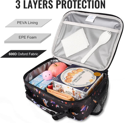 Genteen Lunch Box Kids, Insulated Lunch Bag Kids Boys Girls Back to School, Soft Lunch Box for Men Reusable Lunchbox for Office,Outdoor,School (Black)