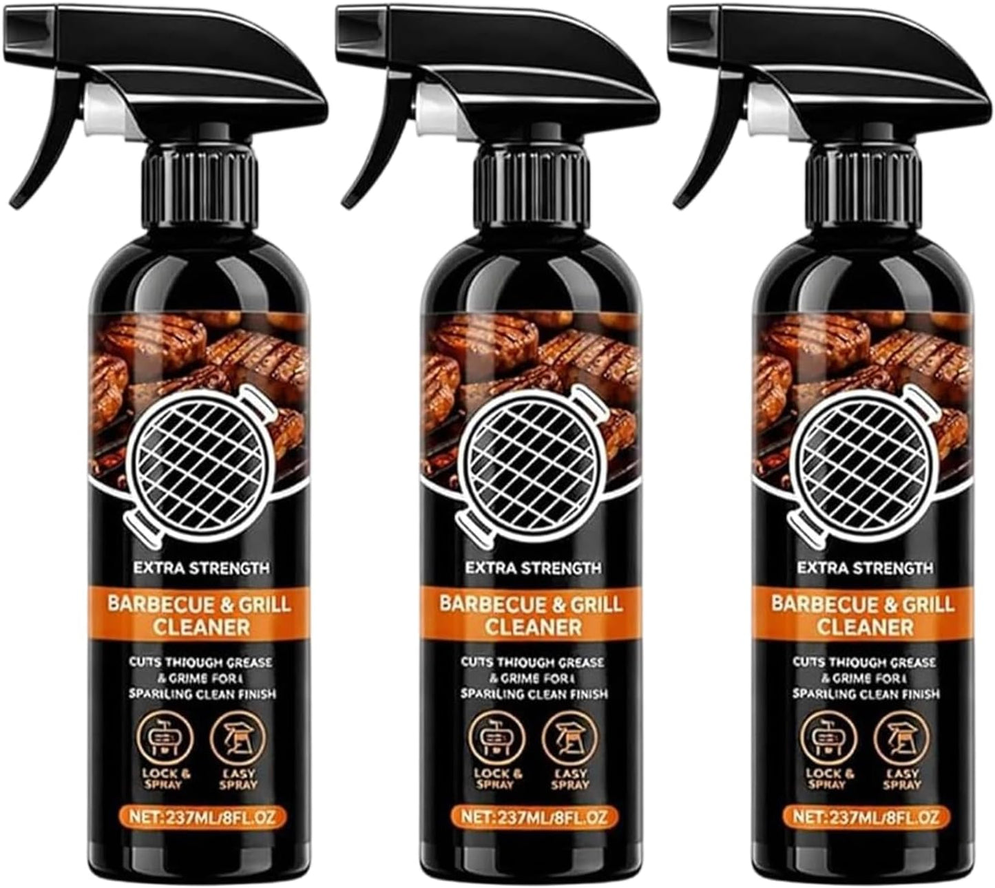 RAINPOT SAKER Grill Cleaner Spray for Outdoor BBQ 8 OZ- Heavy Duty Degreaser for Grates and Racks, Multi-Purpose Kitchen Grease Remover for Griddle, Oven & Stovetop (3pcs)