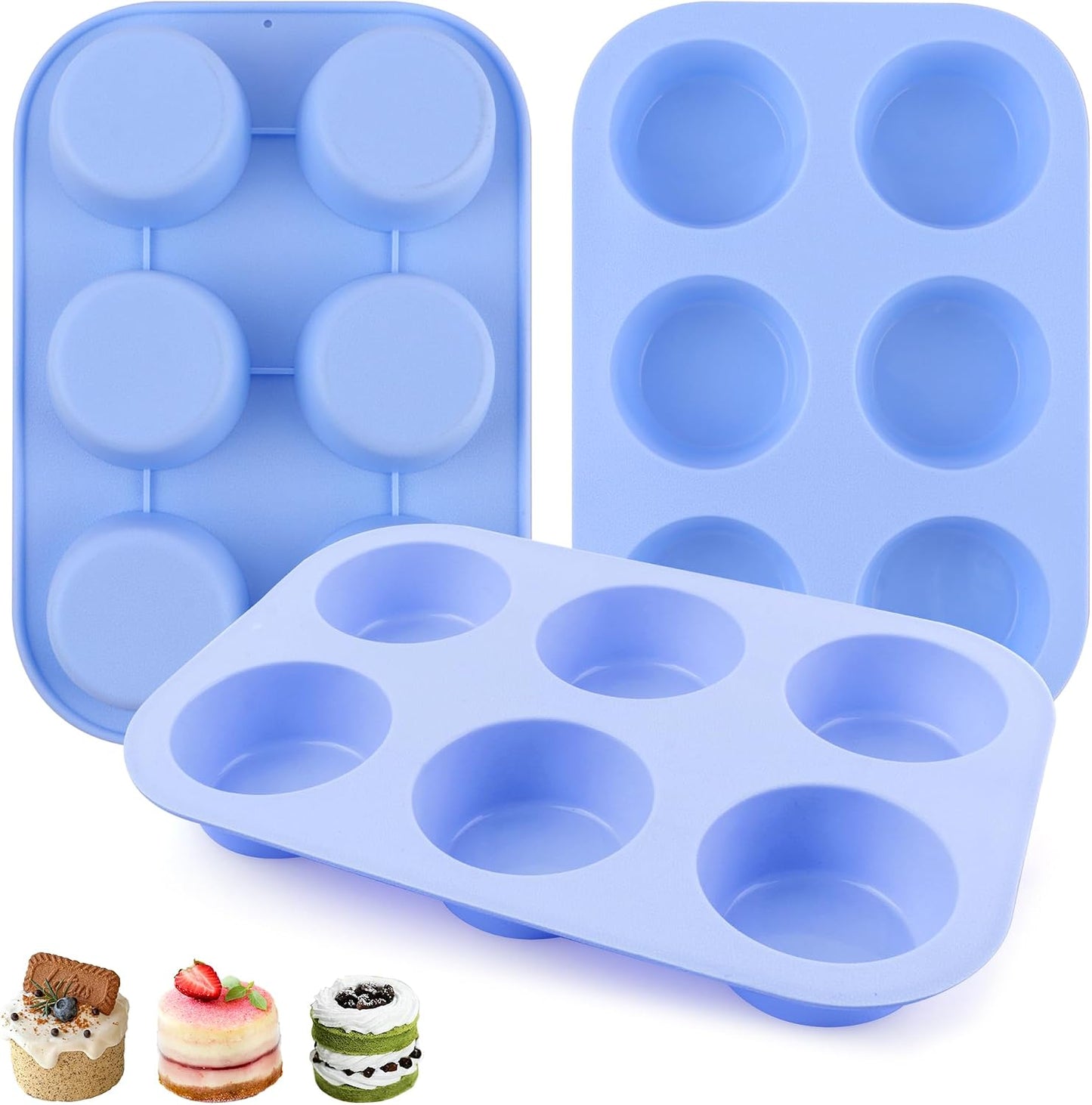 3-Pack 6-Cup Silicone Muffin Pans, Nonstick Cupcake Baking Molds, Muffin Cupcake Pans Molds for Baking, BPA/PFA-Free, Dishwasher & Oven Safe Pumpkin