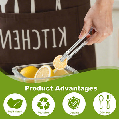 Ninsula Plastic Serving Tongs, 6.3 Inches Disposable Clear Tongs
