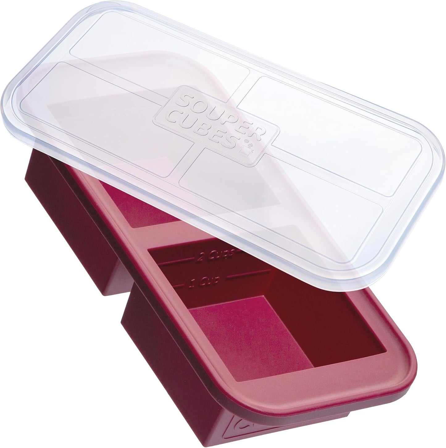 Souper Cubes 2 Cup Silicone Freezer Tray with Lid, Perfect for Storing Lasagna, Leftovers, Sauces, Portioned Meals and More, Silicone Freezer Mold for Meal Prepping - Blueberry - 1-Pack