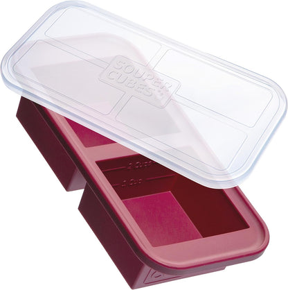 Souper Cubes 2 Cup Silicone Freezer Tray with Lid, Perfect for Storing Lasagna, Leftovers, Sauces, Portioned Meals and More, Silicone Freezer Mold for Meal Prepping - Blueberry - 1-Pack